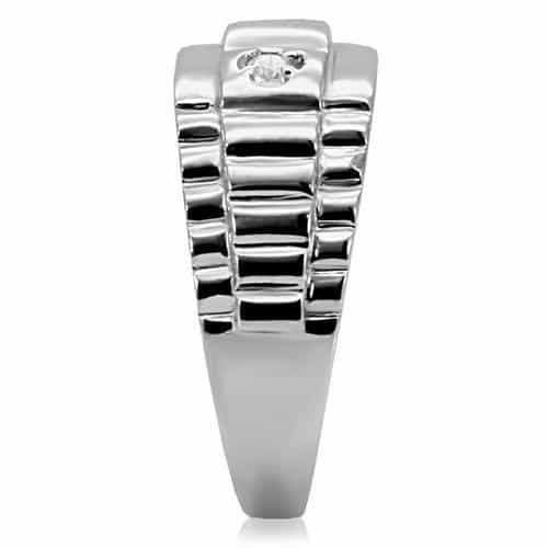 Stainless Steel CZ Cross Watch Link Mens Band Ring view 10