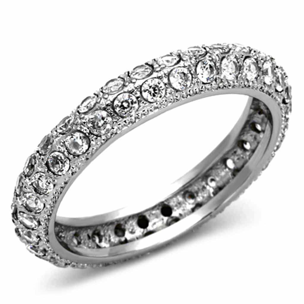 Stainless Steel CZ Multi Row Pave Eternity Band Ring view 1