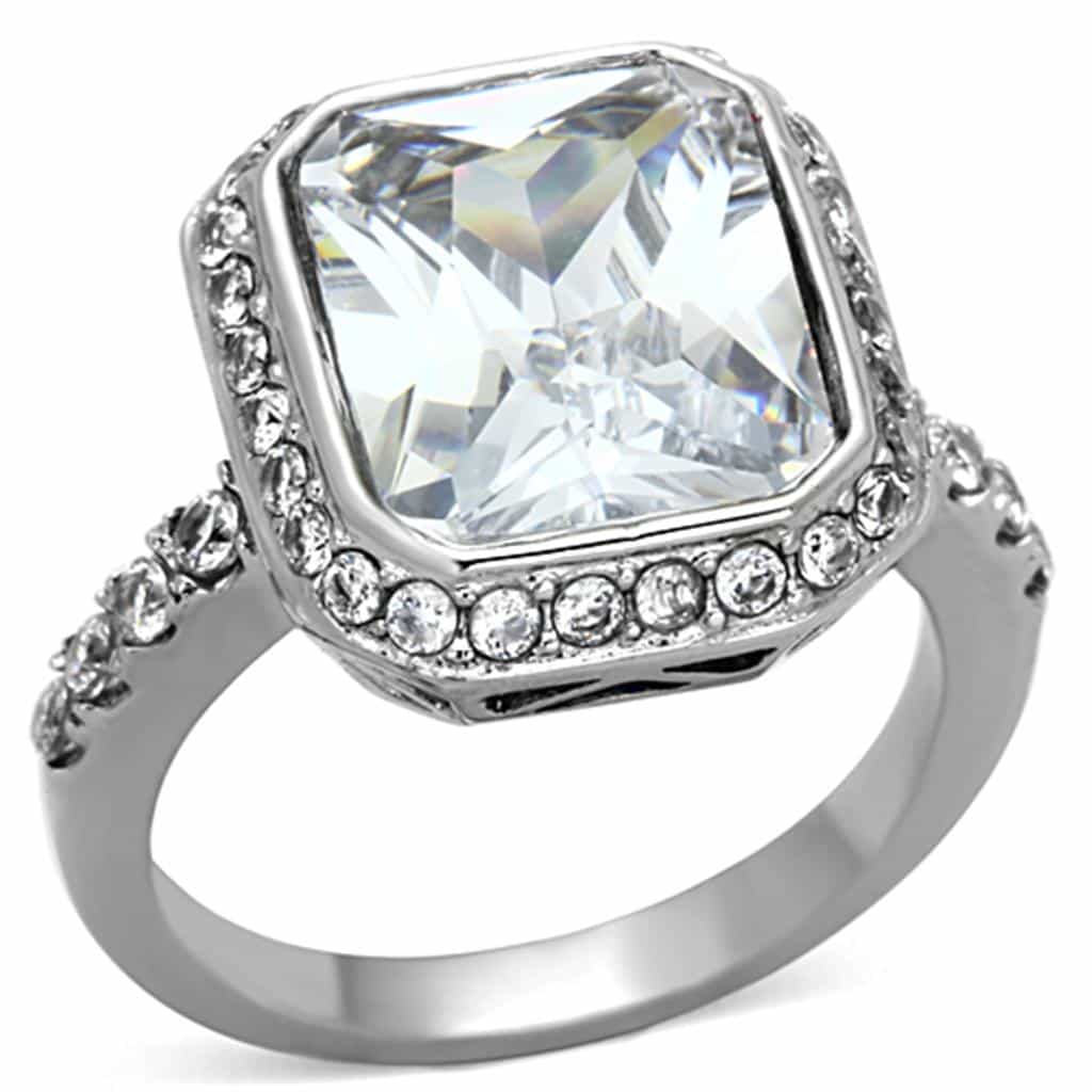 Stainless Steel Princess Halo Ring | The Stainless Jewelry view 1