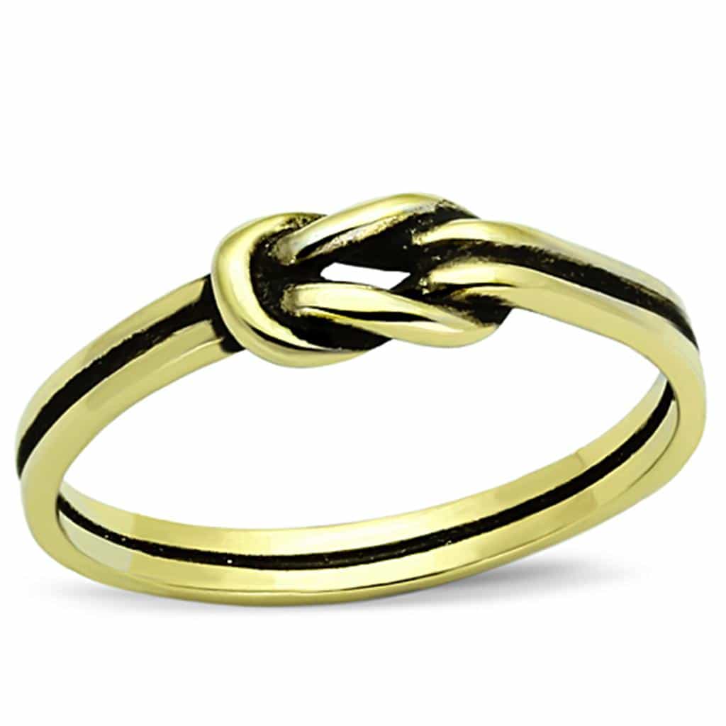 Stainless Steel Gold Polished Love Knot Band Ring view 1