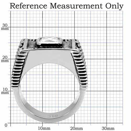 Stainless Steel CZ Princess Greek Key Mens Signet Ring view 7