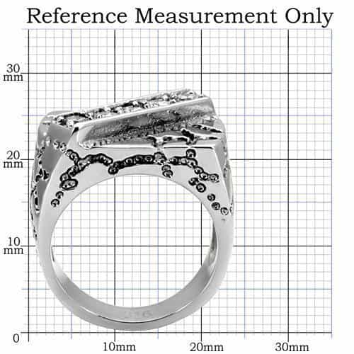 Stainless Steel CZ Diagonal Stripe Antiqued Mens Signet Ring view 7