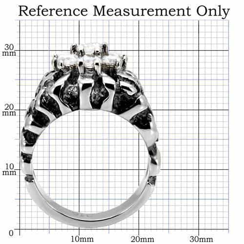 Stainless Steel CZ Round Cluster Rope Texture Cocktail Ring view 7