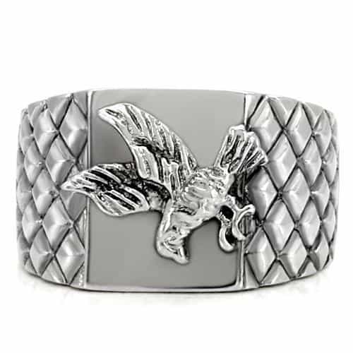 Stainless Steel Eagle Scale Pattern Wide Band Ring view 8