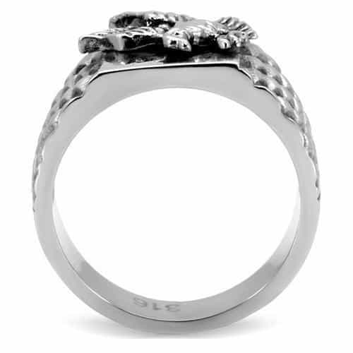 Stainless Steel Eagle Scale Pattern Wide Band Ring view 9