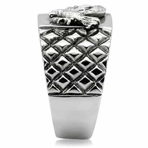 Stainless Steel Eagle Scale Pattern Wide Band Ring view 10