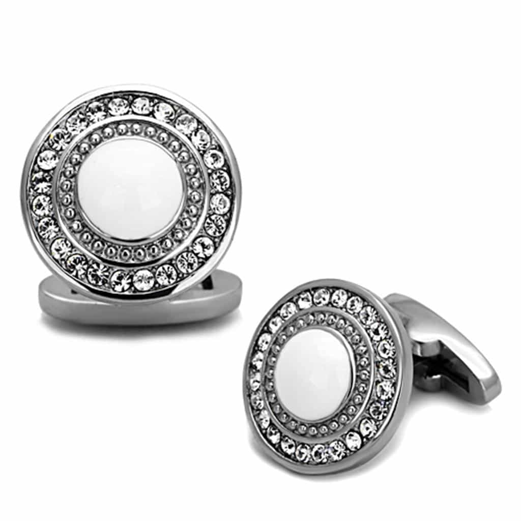 Stainless Steel CZ Pave Open Circle Round Bracelet view 1