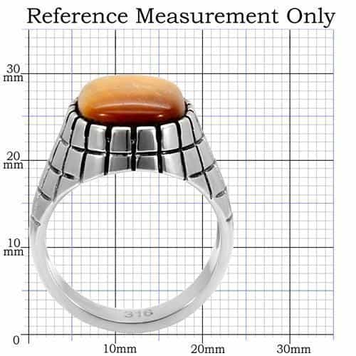Stainless Steel Tiger Eye Oval Grid Pattern Mens Signet Ring view 7