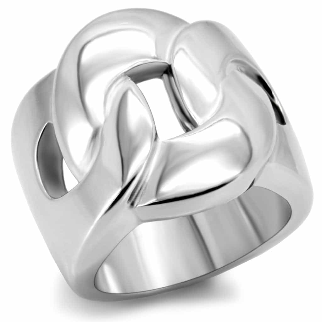 Stainless Steel Polished Chain Link Knot Band Ring view 1