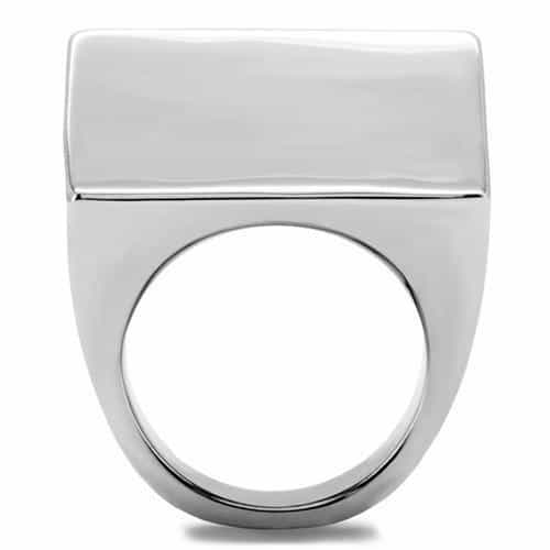 Stainless Steel Polished Flat Square Mens Signet Ring view 9