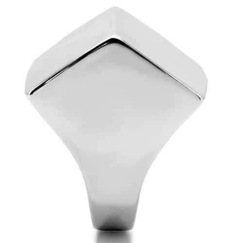 Stainless Steel Polished Flat Square Mens Signet Ring view 10