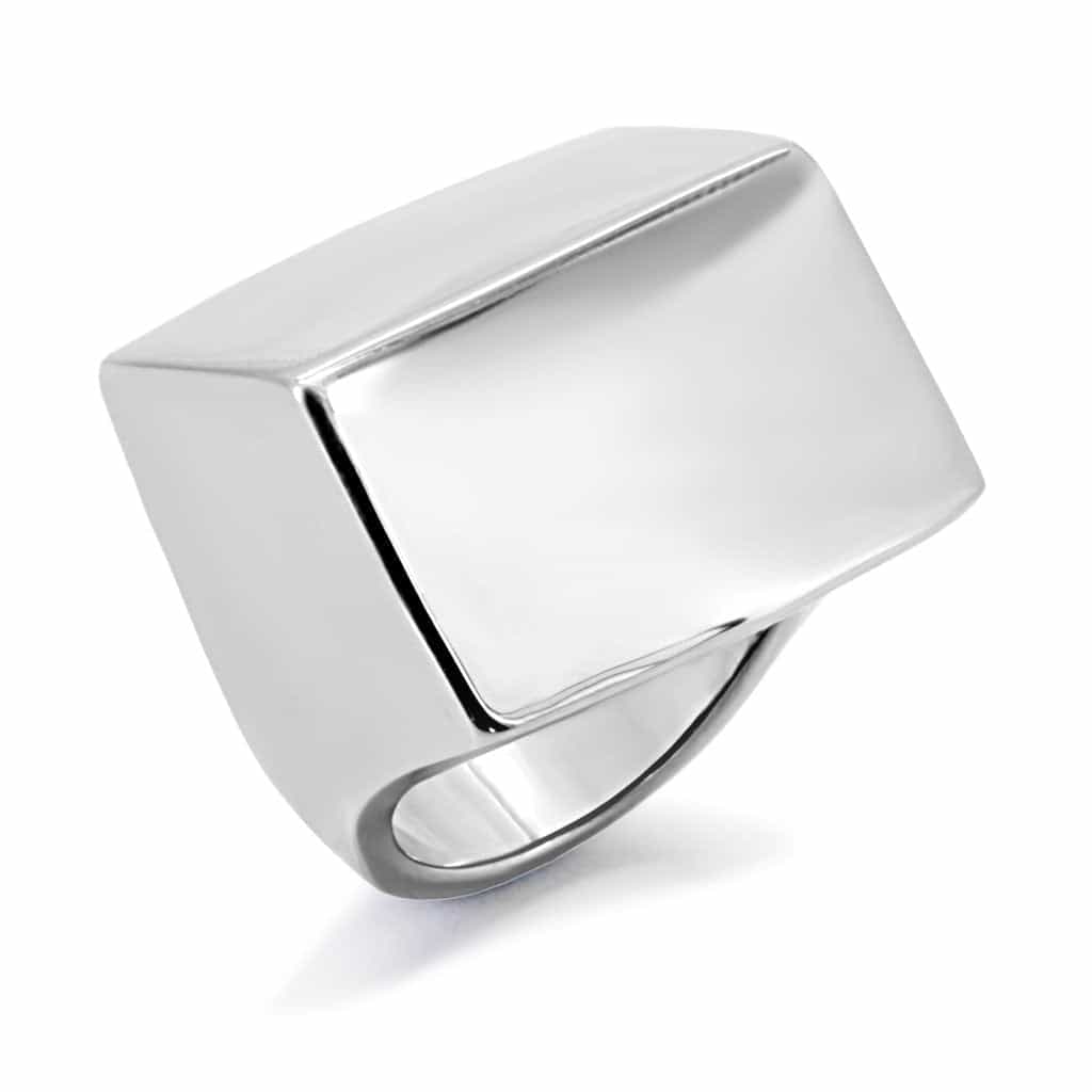 Stainless Steel Polished Flat Square Mens Signet Ring view 1