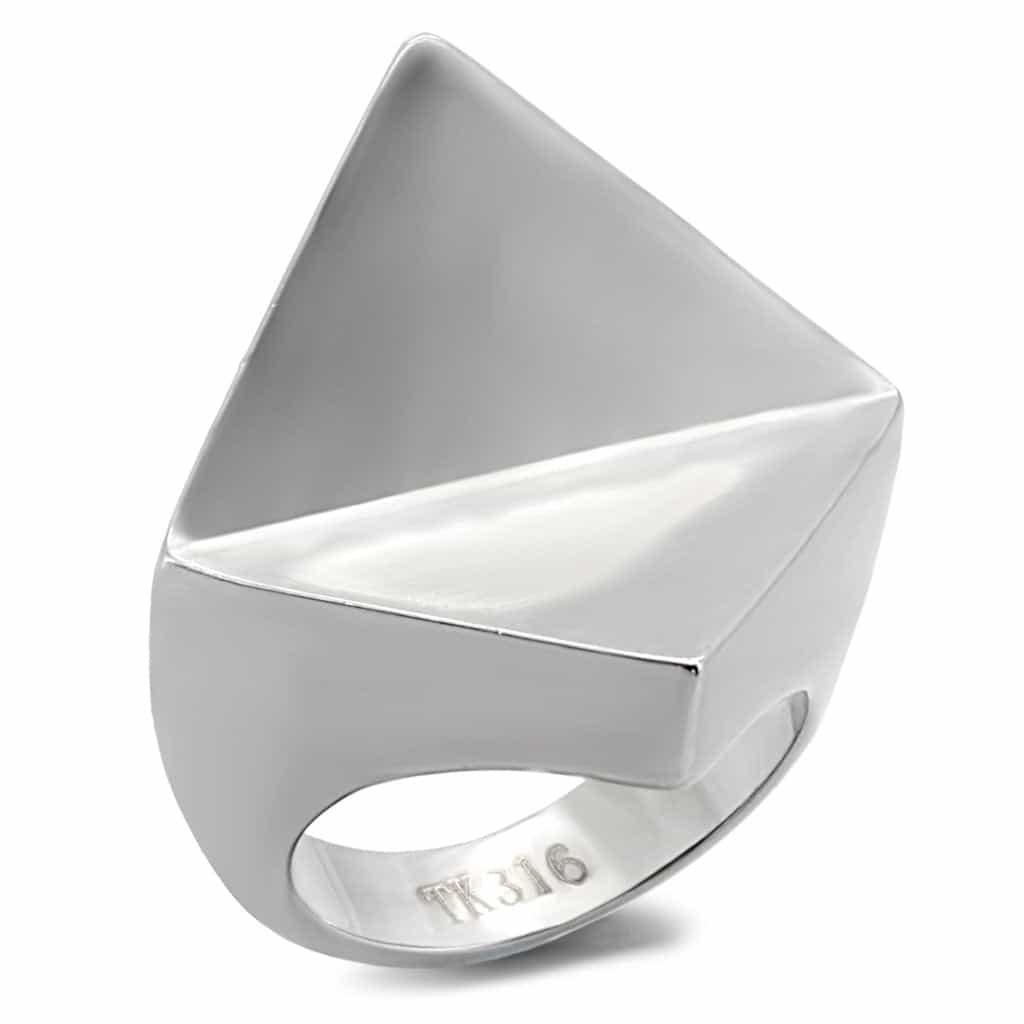 Stainless Steel Polished Angular Pyramid Ring view 1