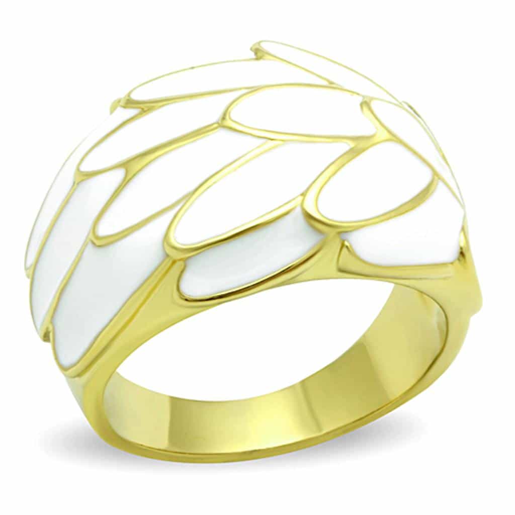 Stainless Steel White Enamel Wing Cage Ring view 1