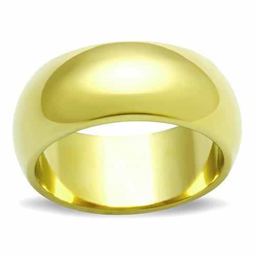 Stainless Steel Gold IP Smooth Dome Ring | The Stainless Jewelry view 1