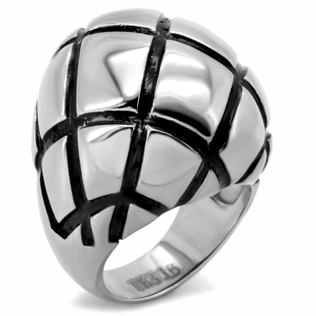 Stainless Steel Enamel Grid Dome Ring | The Stainless Jewelry view 1