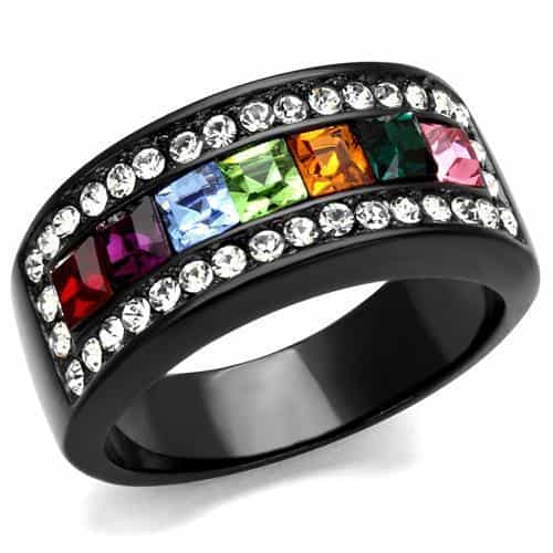 Stainless Steel Rainbow Channel Ring | The Stainless Jewelry view 5