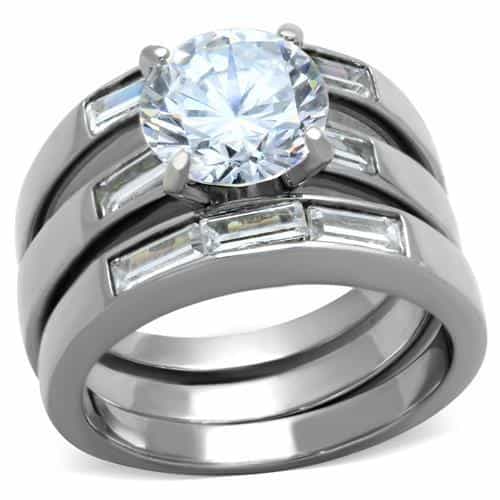 Stainless Steel Triple Band Bridal Ring | The Stainless Jewelry view 5