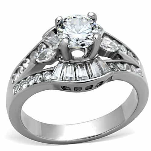 Stainless Steel Round Halo Tiered Ring | The Stainless Jewelry view 1