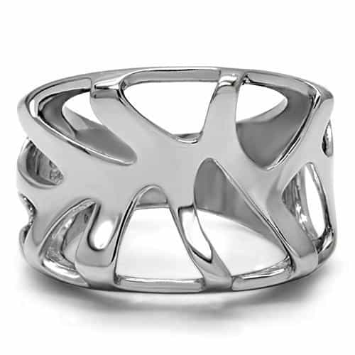 Stainless Steel Abstract Cutout Openwork Wide Band Ring view 3