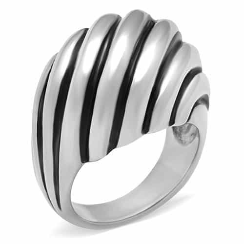 Stainless Steel Ribbed Dome Wide Ring | The Stainless Jewelry view 1
