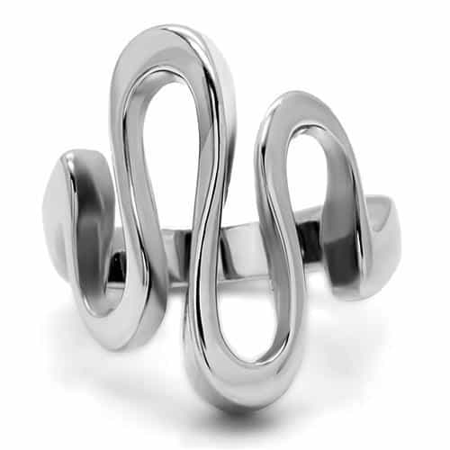 Stainless Steel Abstract S Curve Sculptural Ring view 8