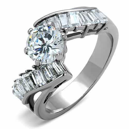 Stainless Steel Oval Baguette Wide Ring | The Stainless Jewelry view 1