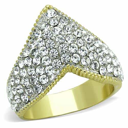 Stainless Steel Pavé V Band Ring | The Stainless Jewelry view 5
