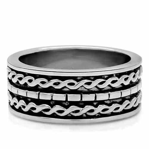 Stainless Steel Chain Link Pattern Wide Band Ring view 8
