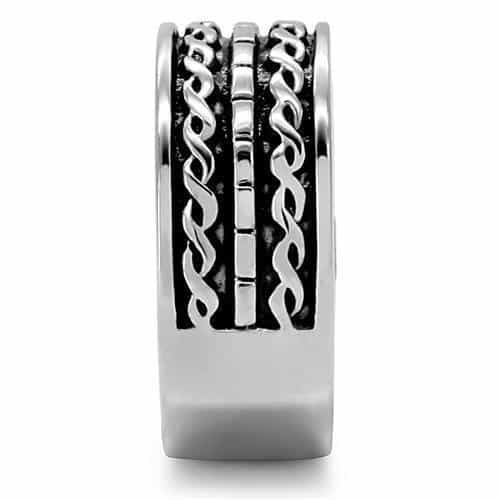 Stainless Steel Chain Link Pattern Wide Band Ring view 10