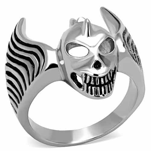 Stainless Steel Devil Horn Skull Ring | The Stainless Jewelry view 1