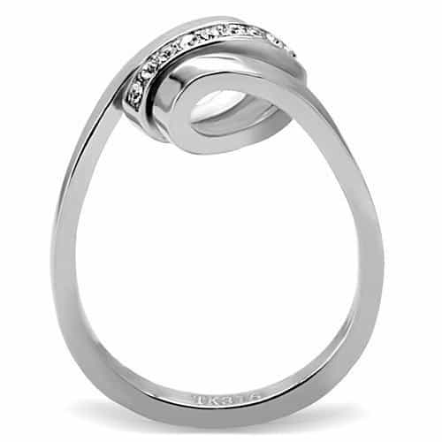 Stainless Steel CZ Channel Set Bypass Wrap Ring view 4