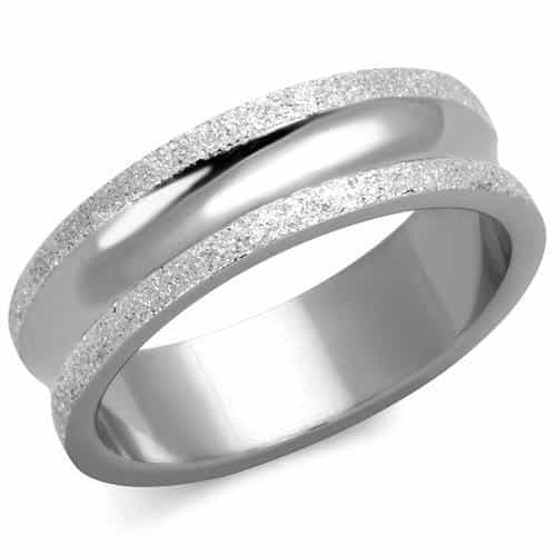 Stainless Steel Sandblast Stripe Band Ring view 5
