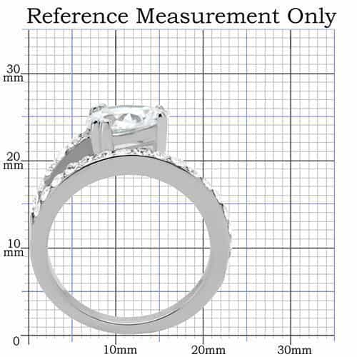 Stainless Steel CZ Oval Solitaire Pave Band Ring view 7