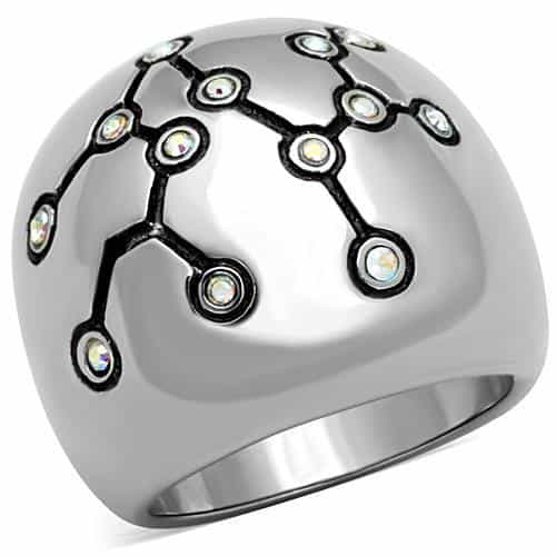 Stainless Steel Constellation Pattern CZ Dome Ring view 5