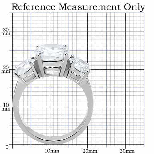 Stainless Steel CZ Triple Round Three Stone Ring view 2