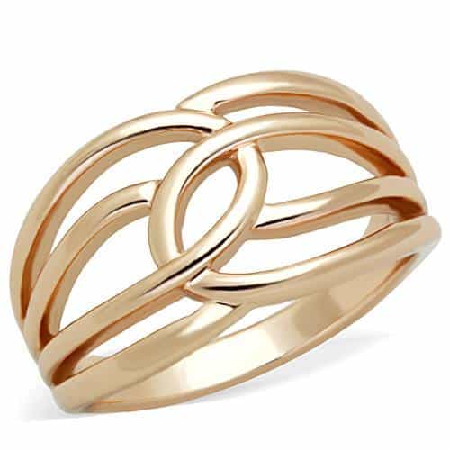 Stainless Steel Rose Gold Interlocking Ring view 1