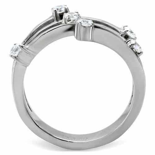 Stainless Steel CZ Double Band Open Tip Ring view 4