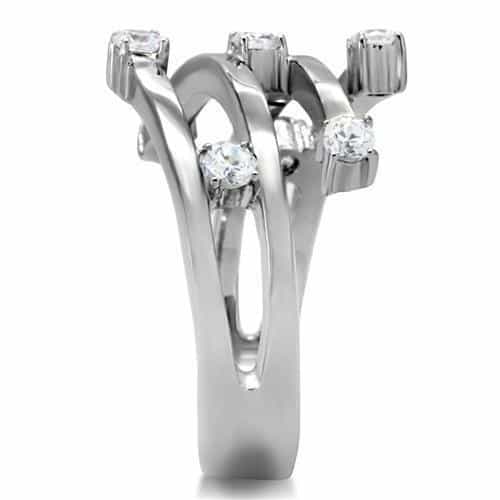 Stainless Steel CZ Double Band Open Tip Ring view 14