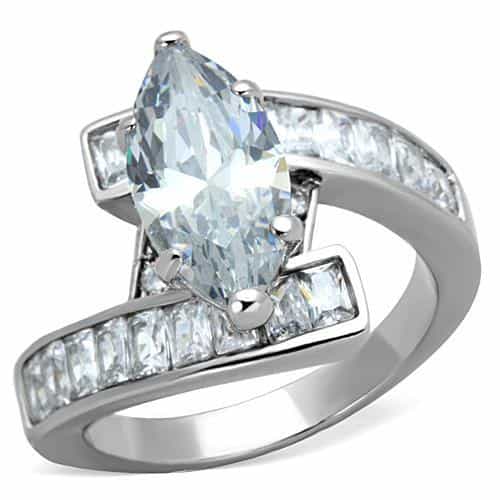 Stainless Steel Pear Baguette Wing Ring | The Stainless Jewelry view 5
