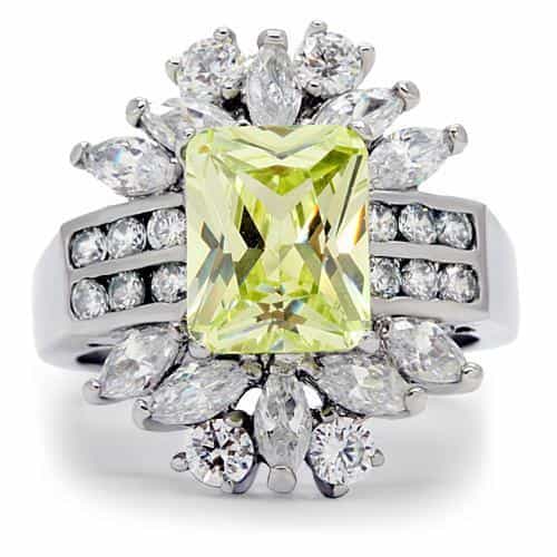 Stainless Steel Yellow Princess CZ Marquise Starburst Ring view 8