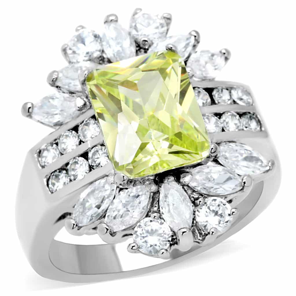Stainless Steel Yellow Princess CZ Marquise Starburst Ring view 1