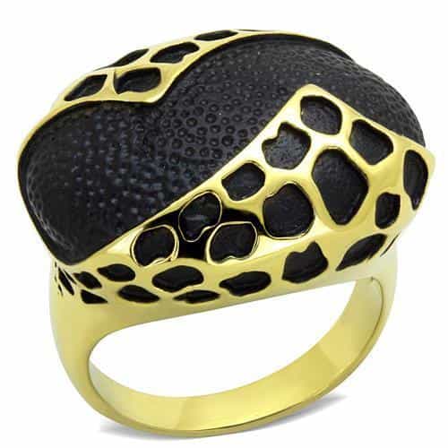 Stainless Steel Gold IP Leopard Print Ring view 5