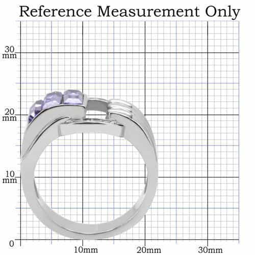 Stainless Steel Purple Baguette Cluster Cable Twist Ring view 2
