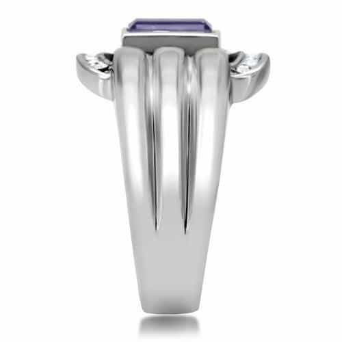 Stainless Steel Purple Baguette Cluster Cable Twist Ring view 14