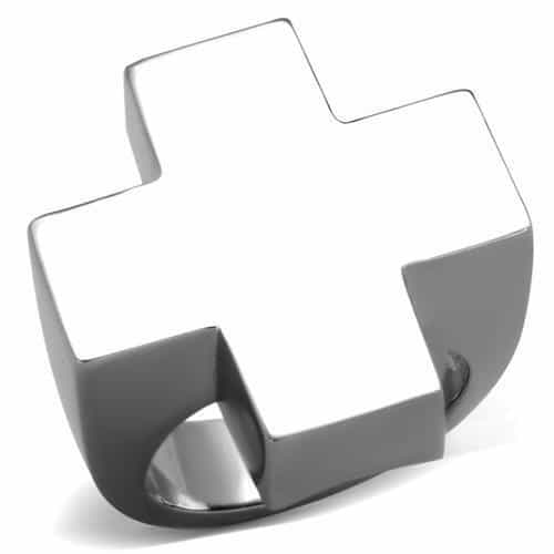 Stainless Steel Polished Cross Shape Ring | The Stainless Jewelry view 1