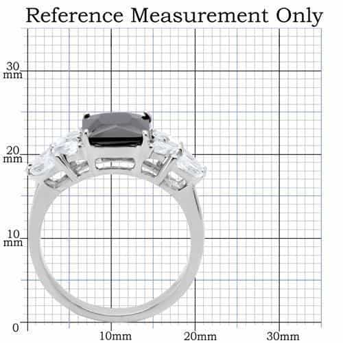 Stainless Steel Black Emerald Cut Clear Marquise Three Stone Ring view 7