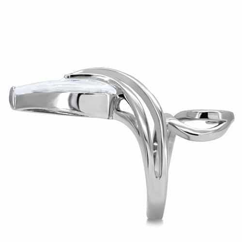 Stainless Steel CZ Marquise Open Wrap Ring view 5