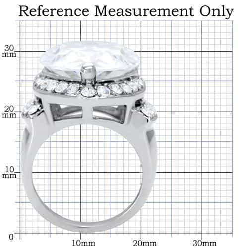 Stainless Steel CZ Oversized Oval Halo Statement Ring view 7