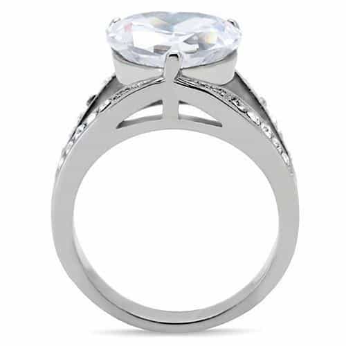 Stainless Steel CZ Heart Solitaire Split Shank Ring view 9